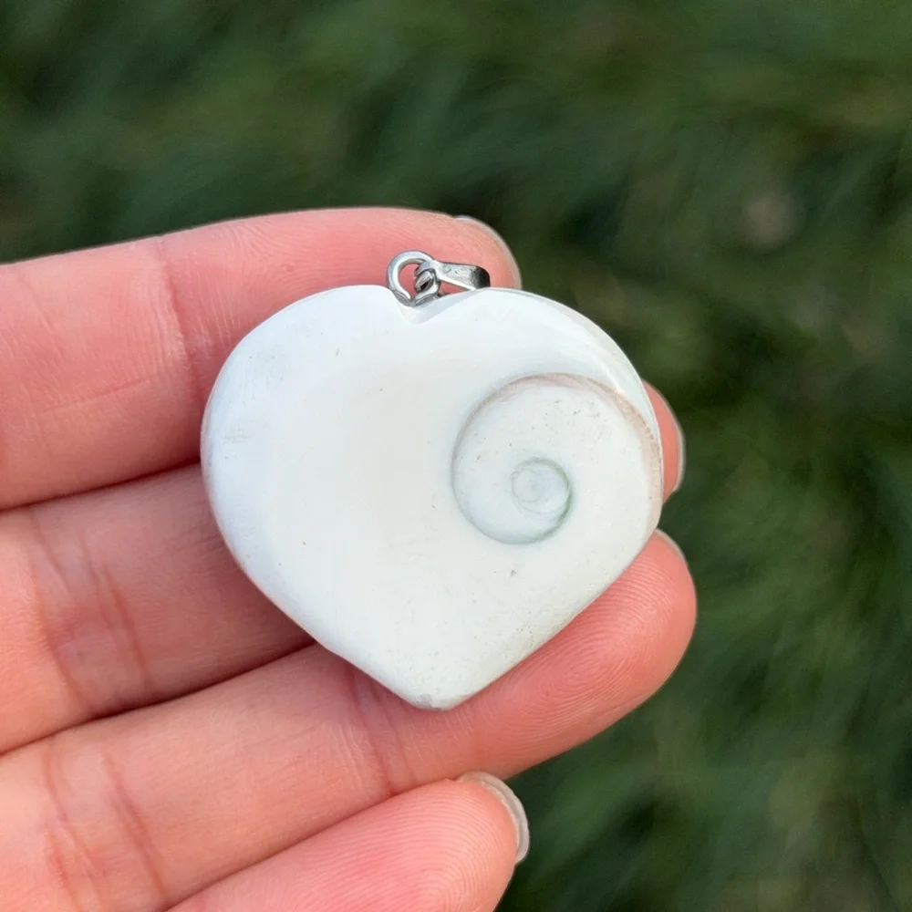 Stainless steel natural Shiva eye‎ heart pendant 1001